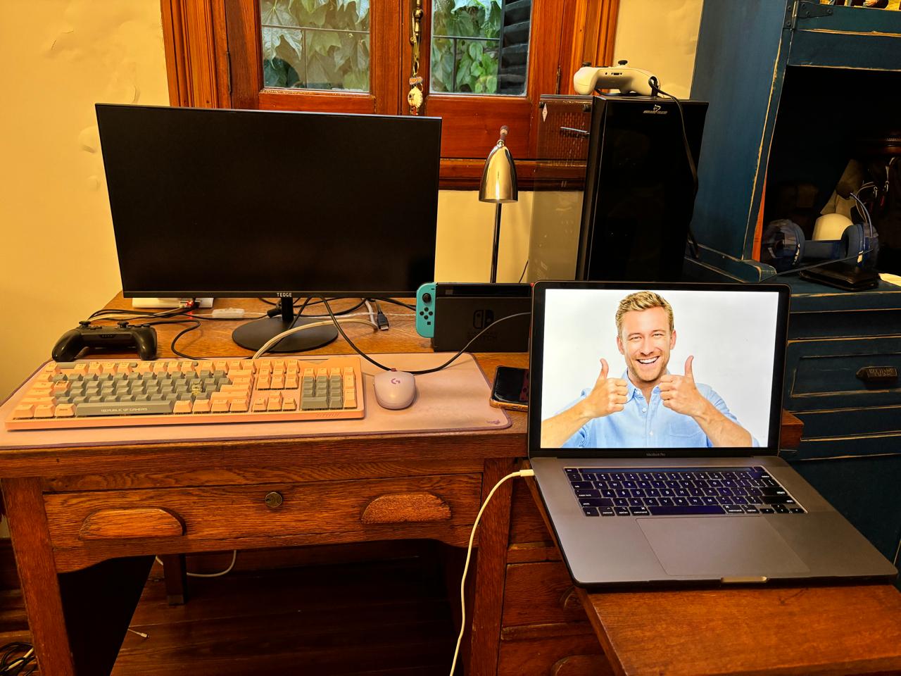 Image of current PC and Nintendo Switch gaming setup